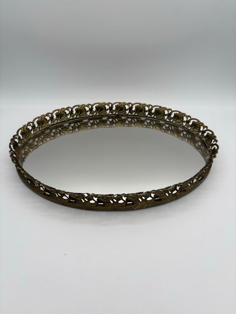 Vintage Oval Framed Vanity Top Mirror 13x9"